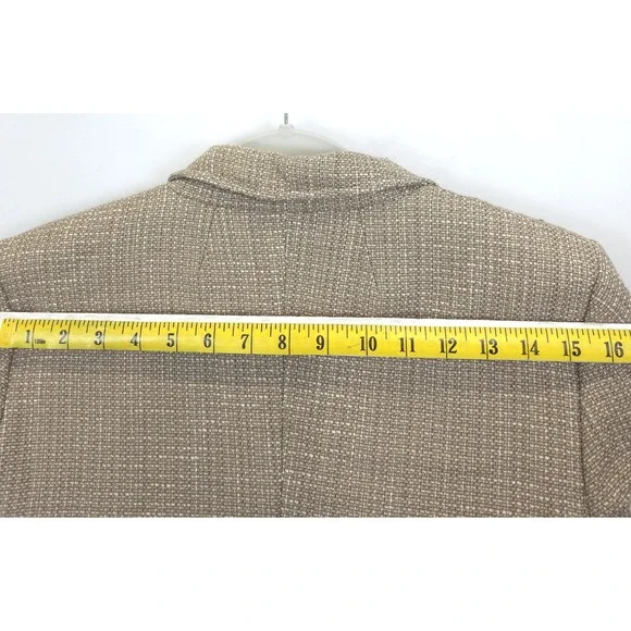 Tommy Hilfiger Blazer Womens 10 Beige Textured Metallic Two Button Lined Jacket - Picture 7 of 14